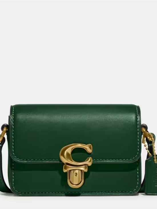 Coach Handbags - Coach Emerald Green Leather Crossbody with Gold C Turnlock